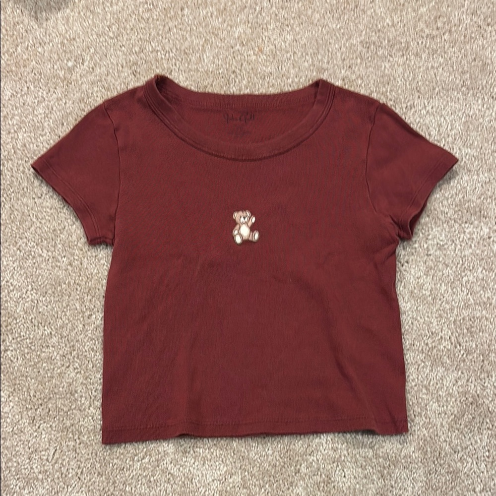 PacSun Burgundy Tee with Bear Detail
